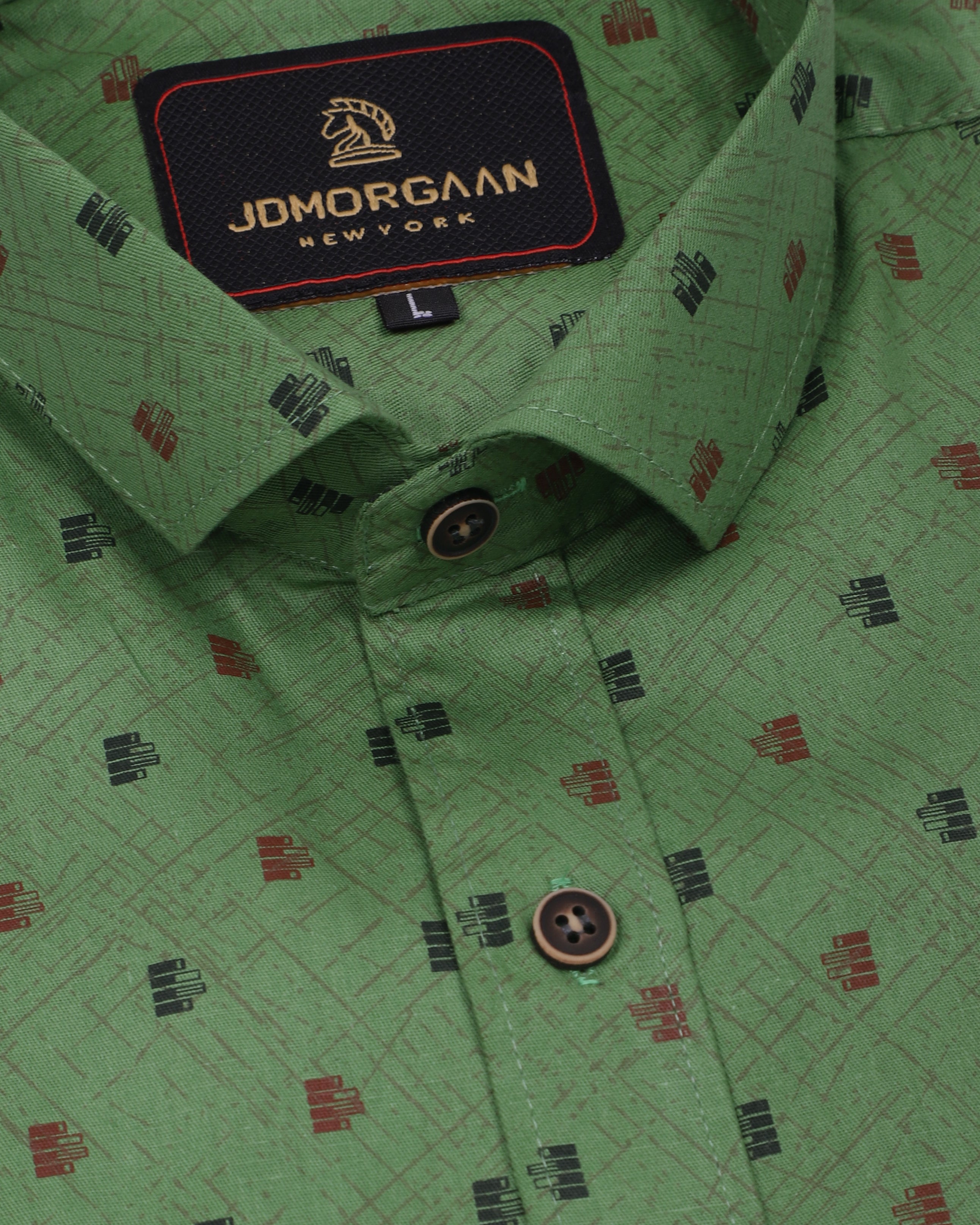 Full Giza Green Print Premium Cotton Shirt