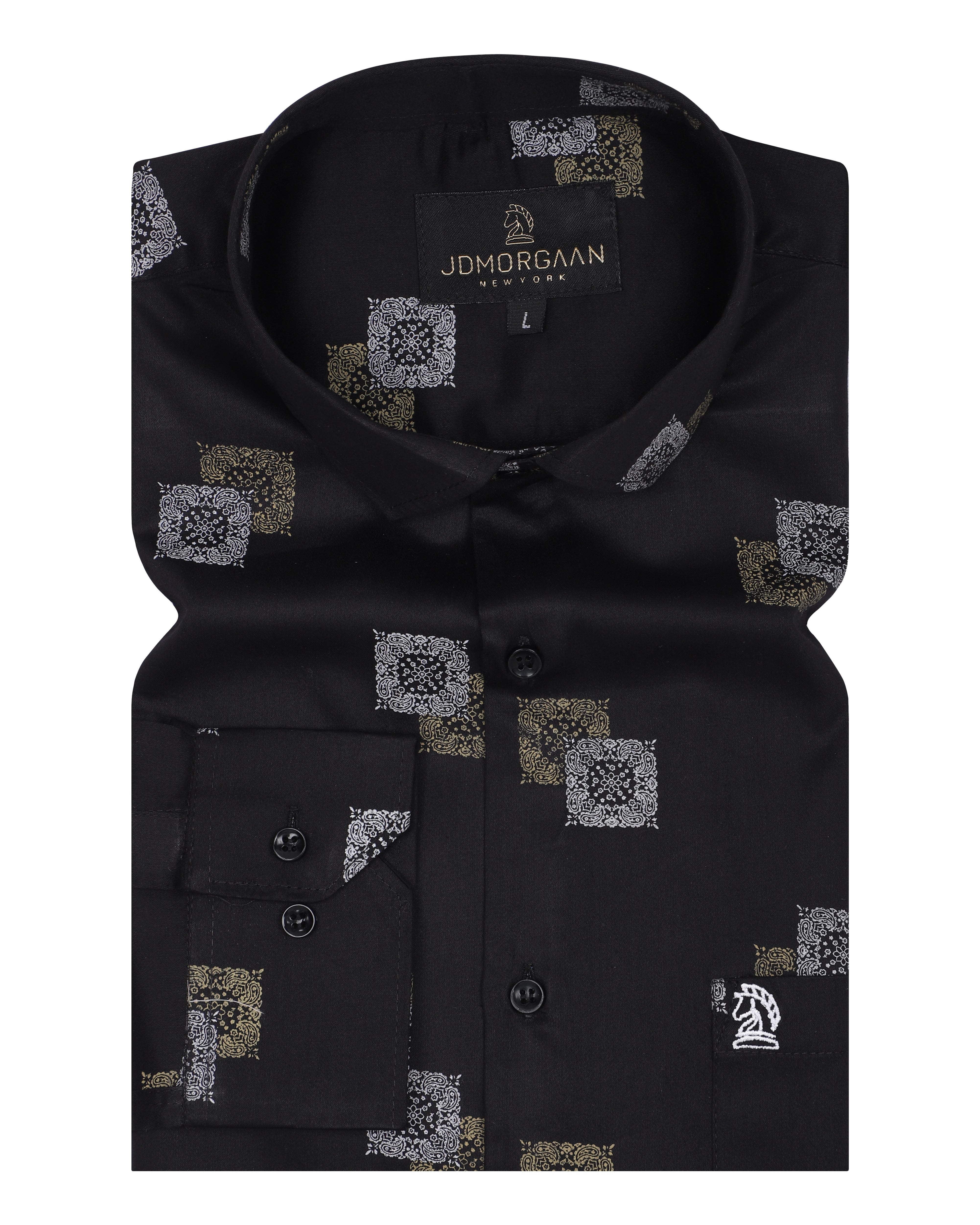 Fancy Digital Print Black Printed Premium Cotton Shirt