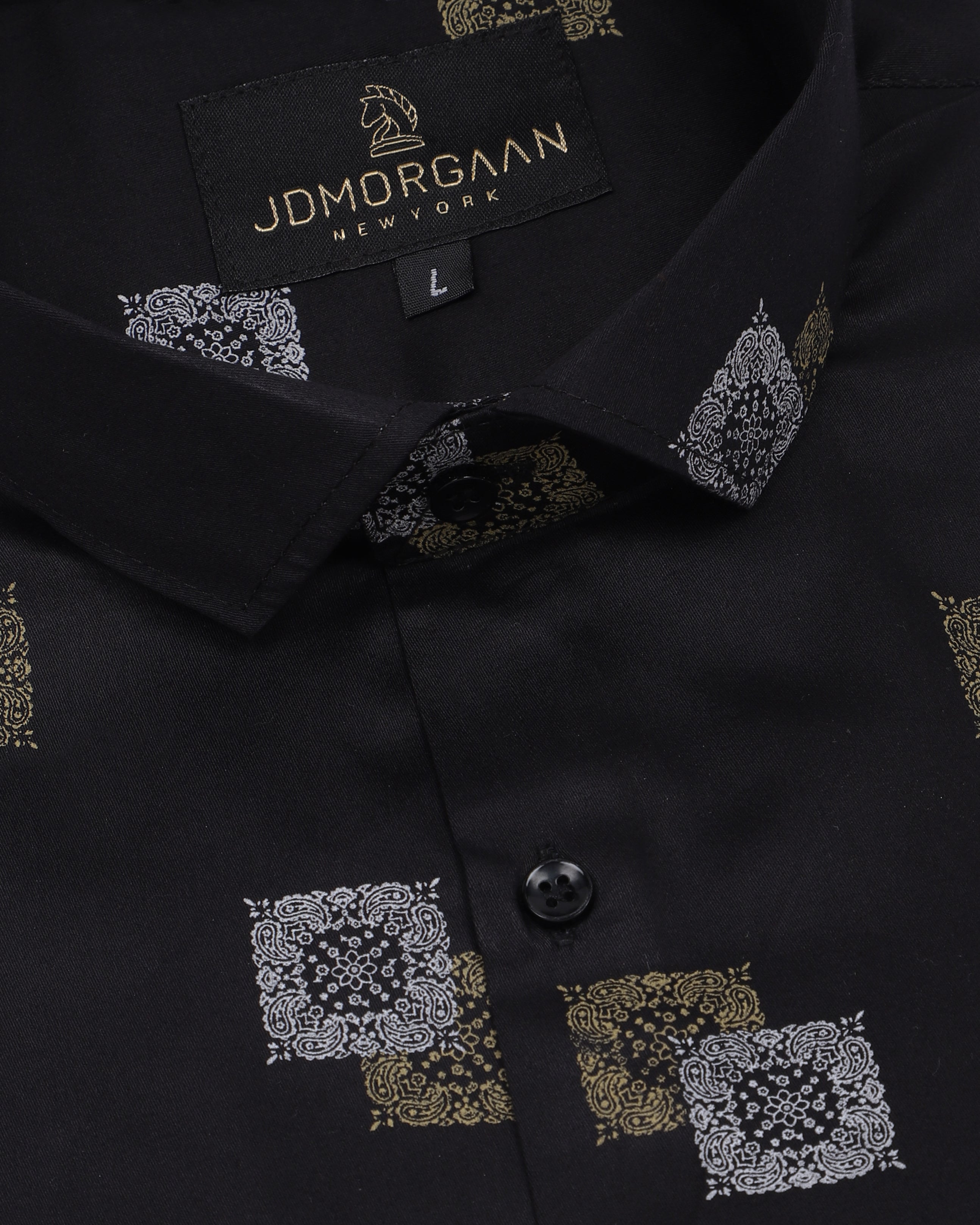 Fancy Digital Print Black Printed Premium Cotton Shirt