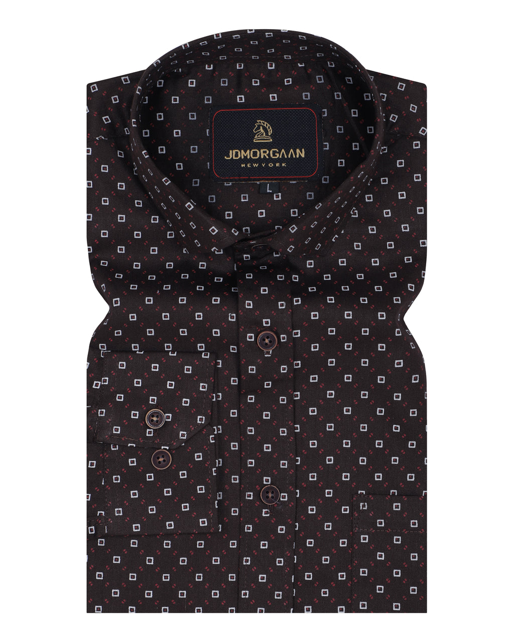 Chocolaty Color Giza Print Premium Cotton Shirt