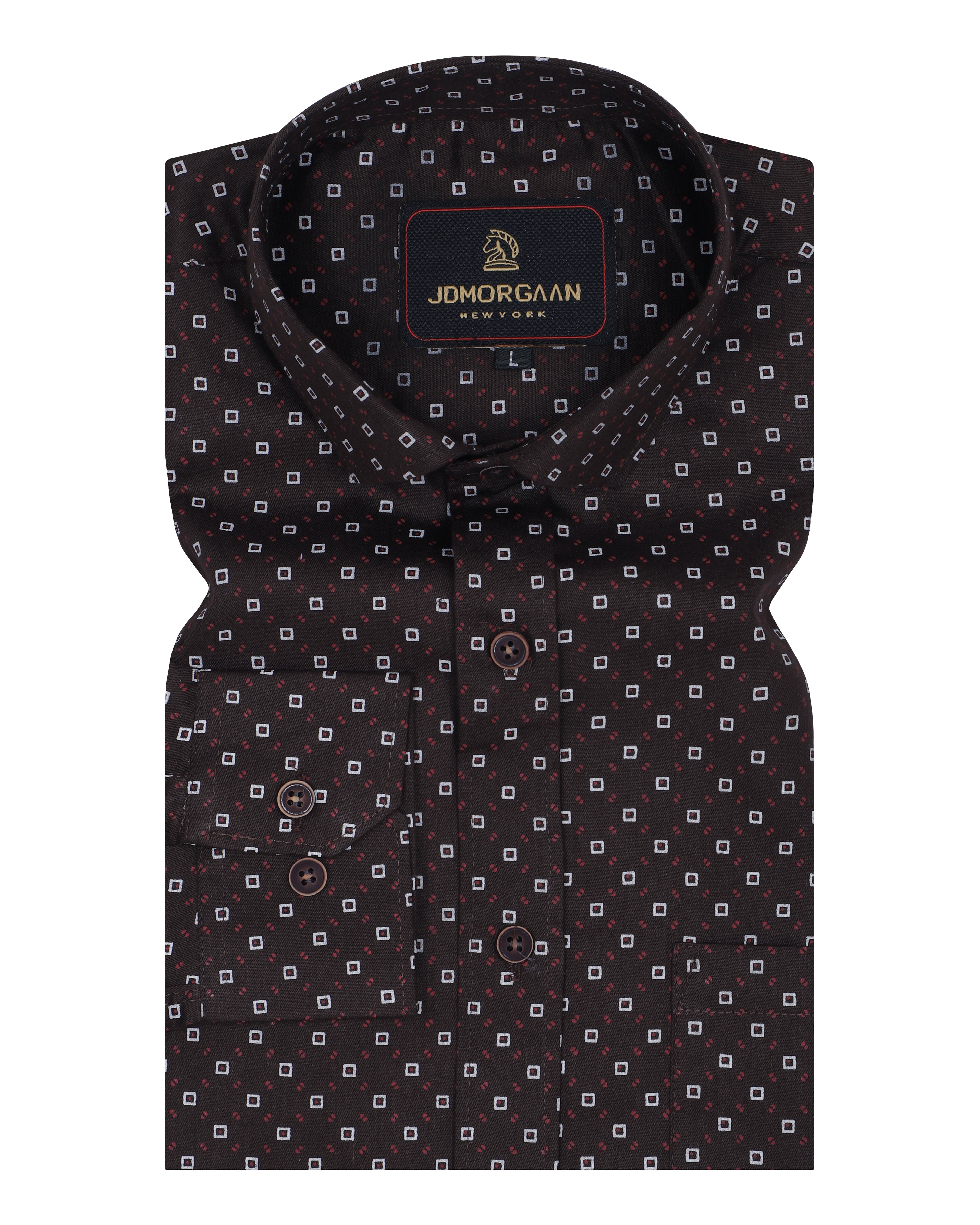 Chocolaty Color Giza Print Premium Cotton Shirt