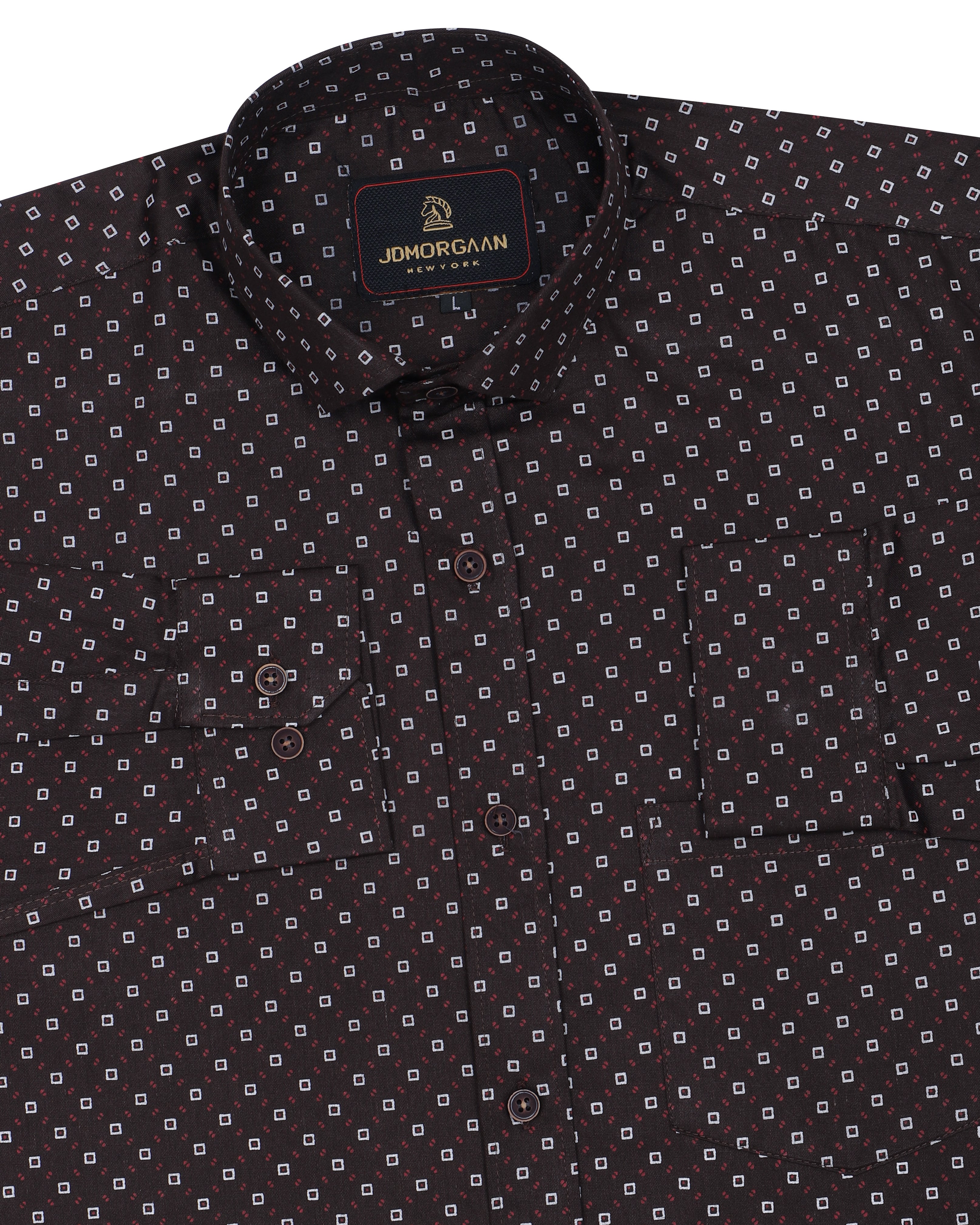 Chocolaty Color Giza Print Premium Cotton Shirt