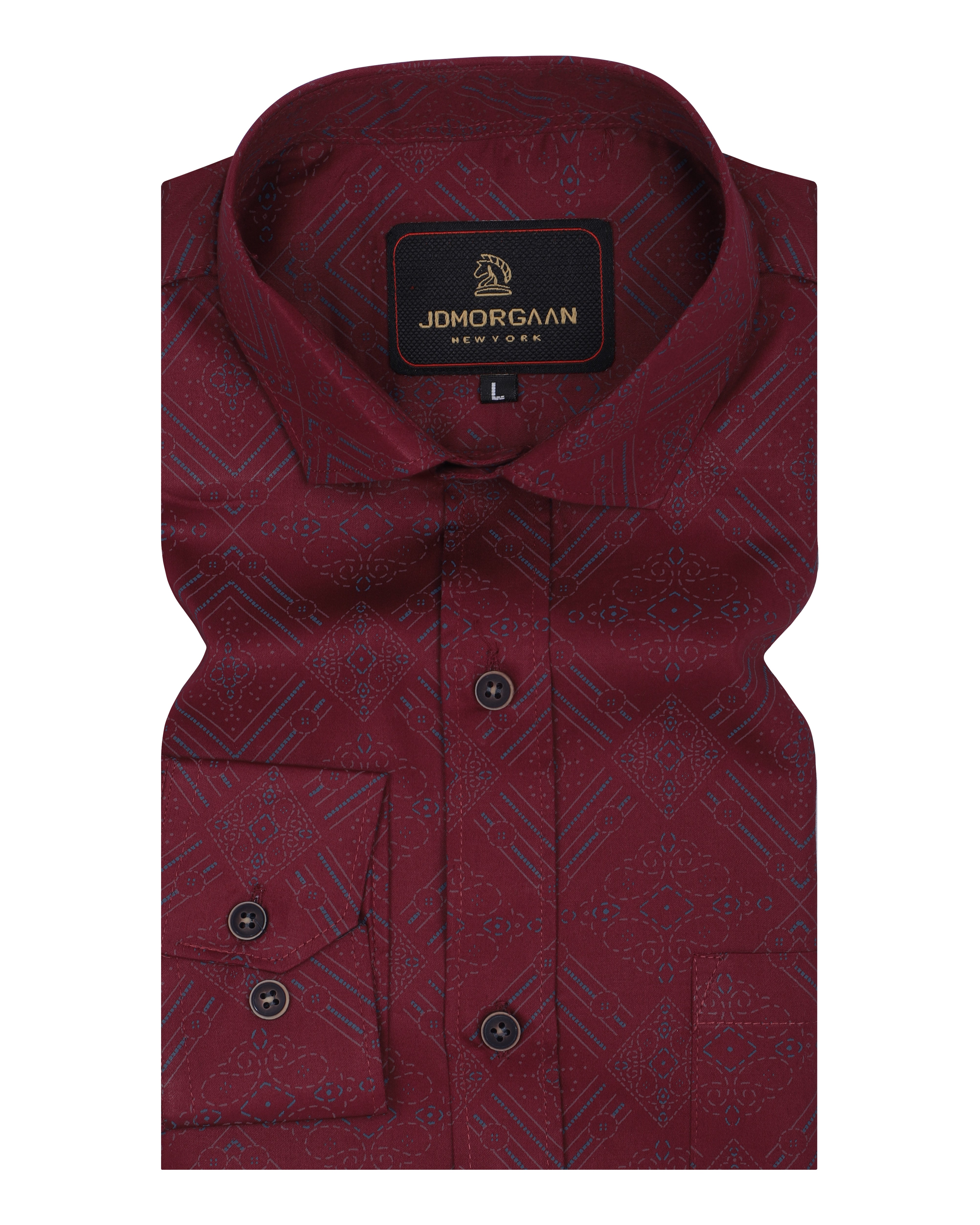 Full Red Color Giza Print Premium Cotton Shirt
