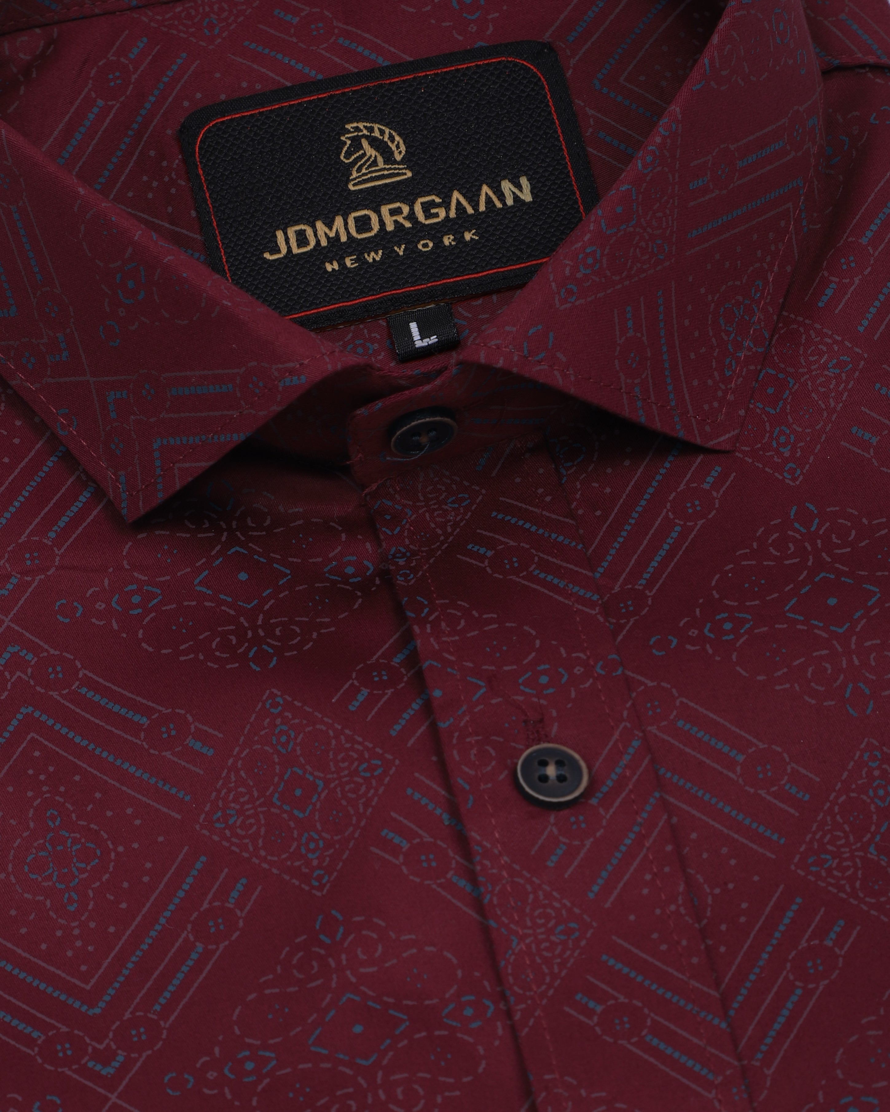 Full Red Color Giza Print Premium Cotton Shirt