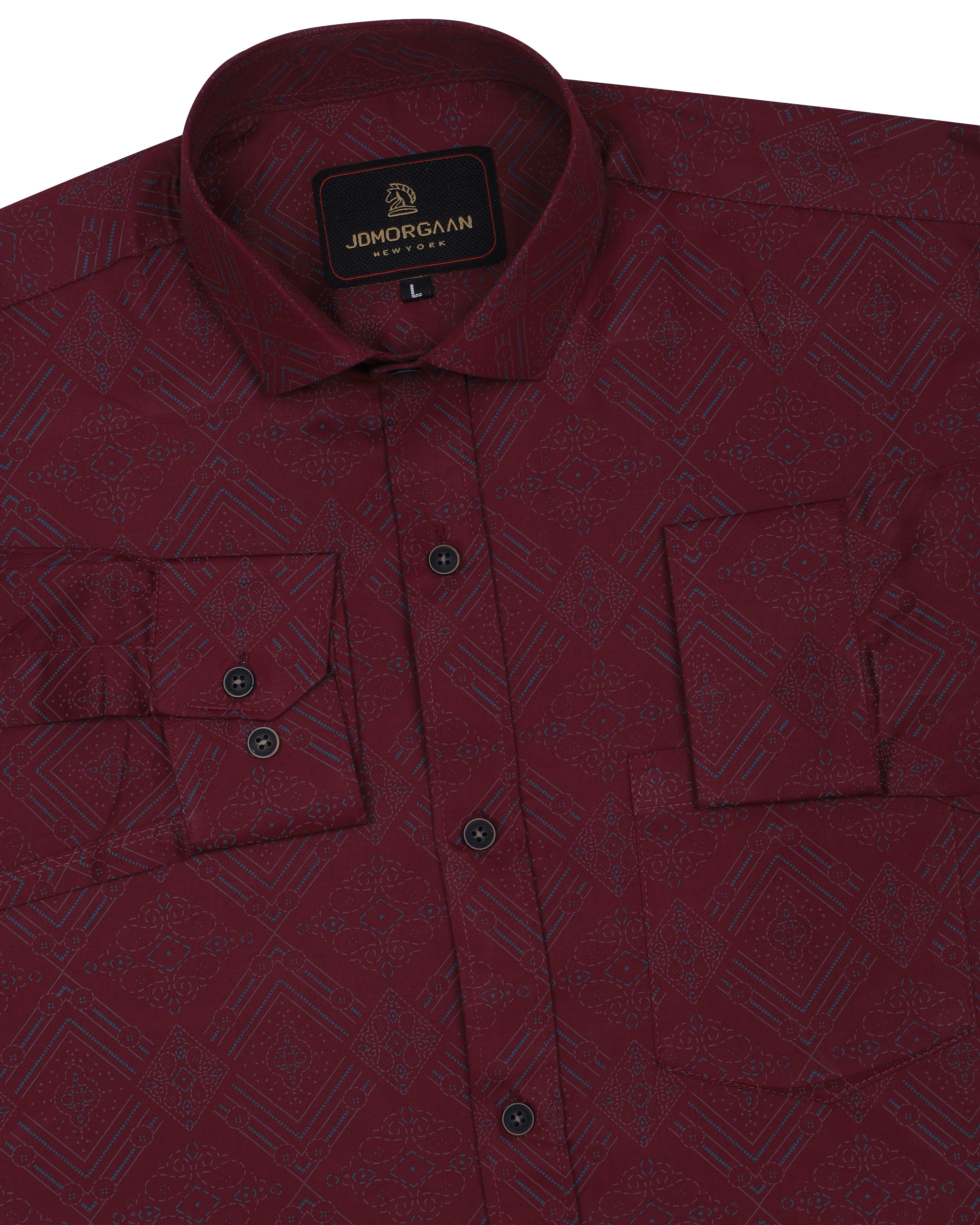 Full Red Color Giza Print Premium Cotton Shirt