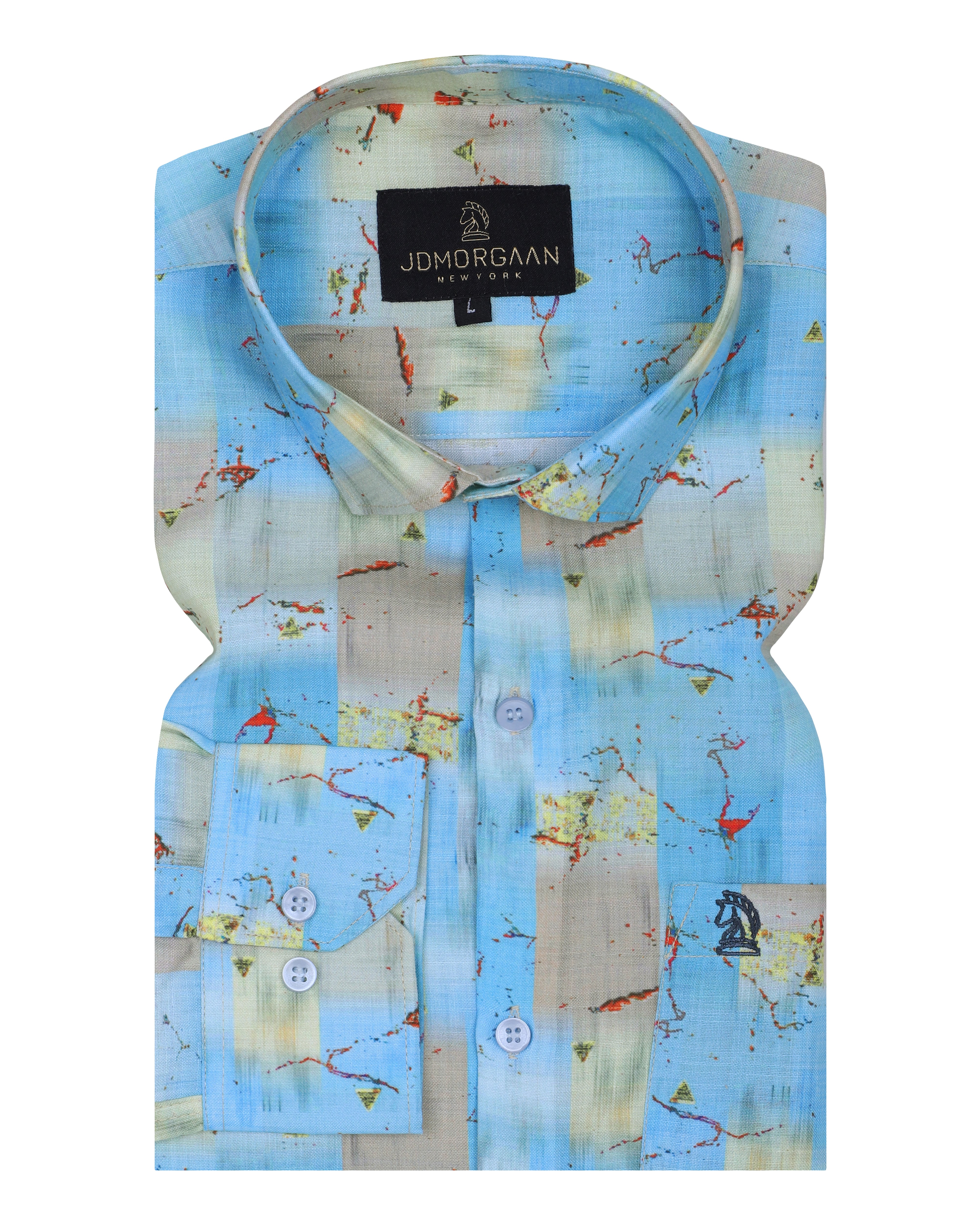 Fancy Digital half Blue Print Premium Cotton Shirt