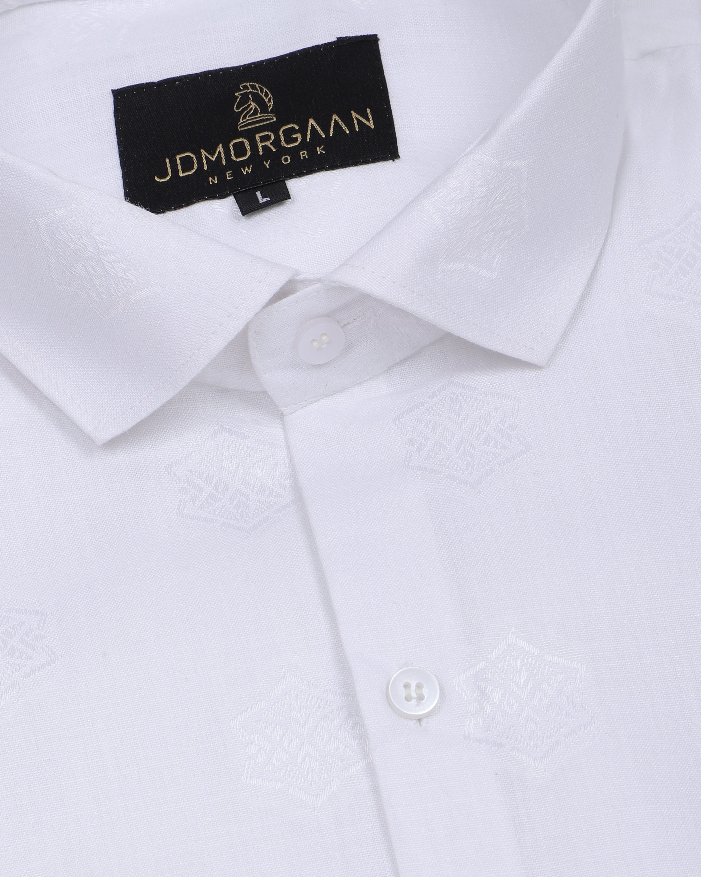 White color Plain Premium Cotton Shirt With Star Disine