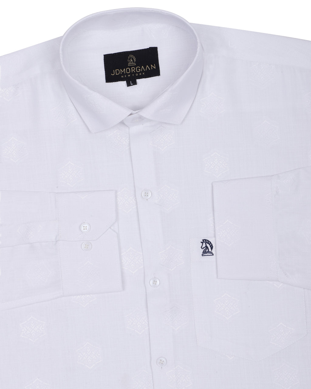 White color Plain Premium Cotton Shirt With Star Disine