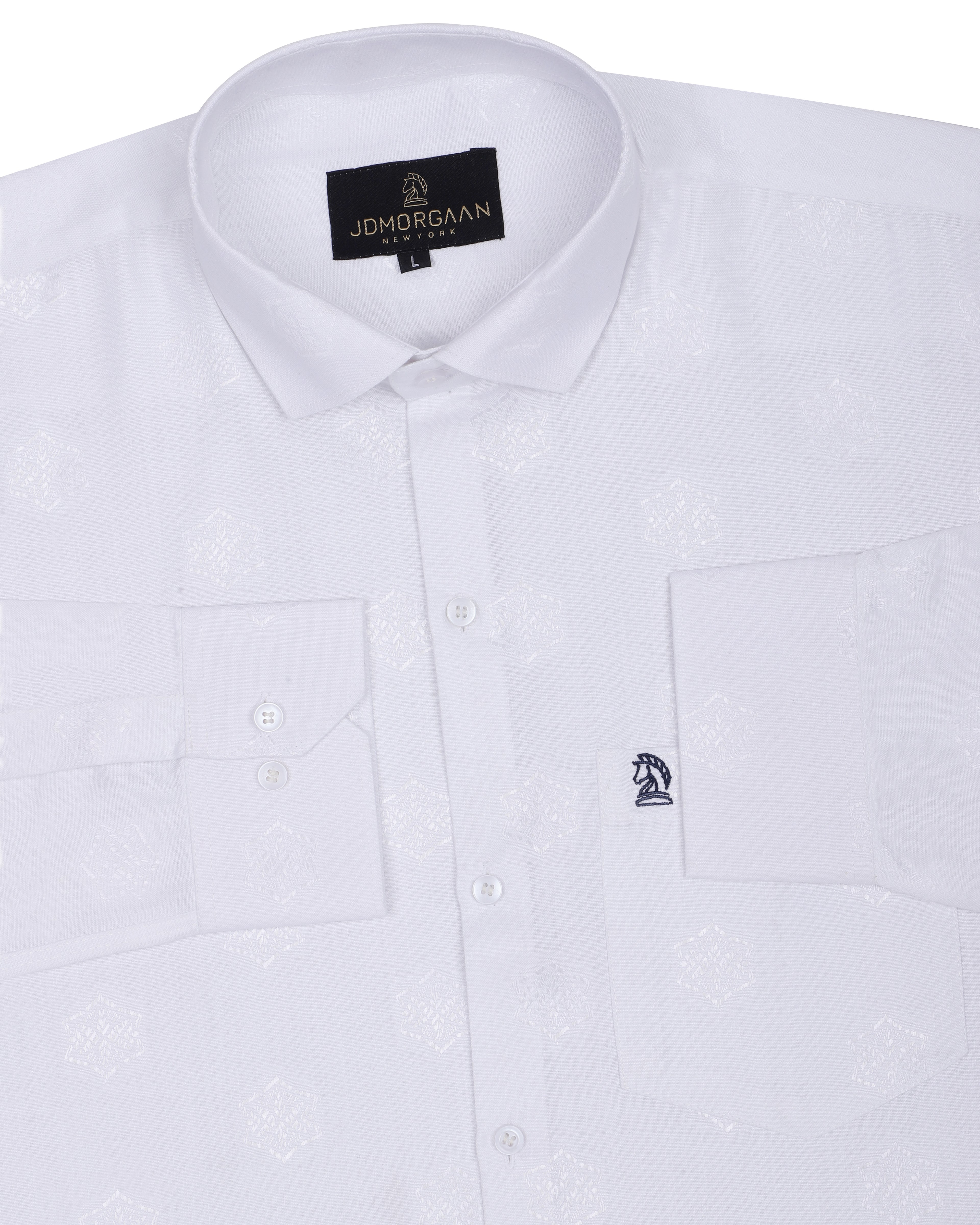 White color Plain Premium Cotton Shirt With Star Disine