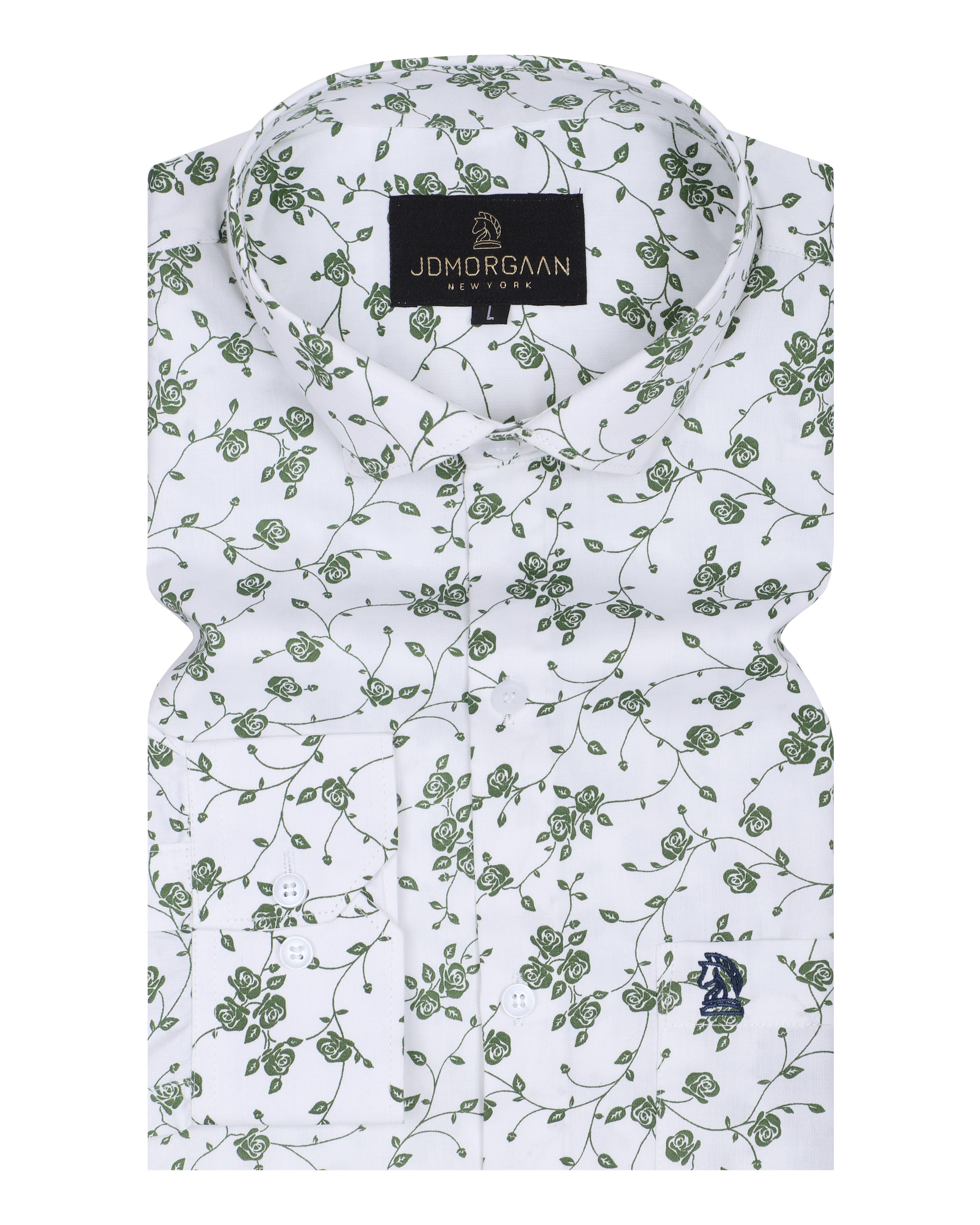 Full White Giza Print Premium Cotton Shirt