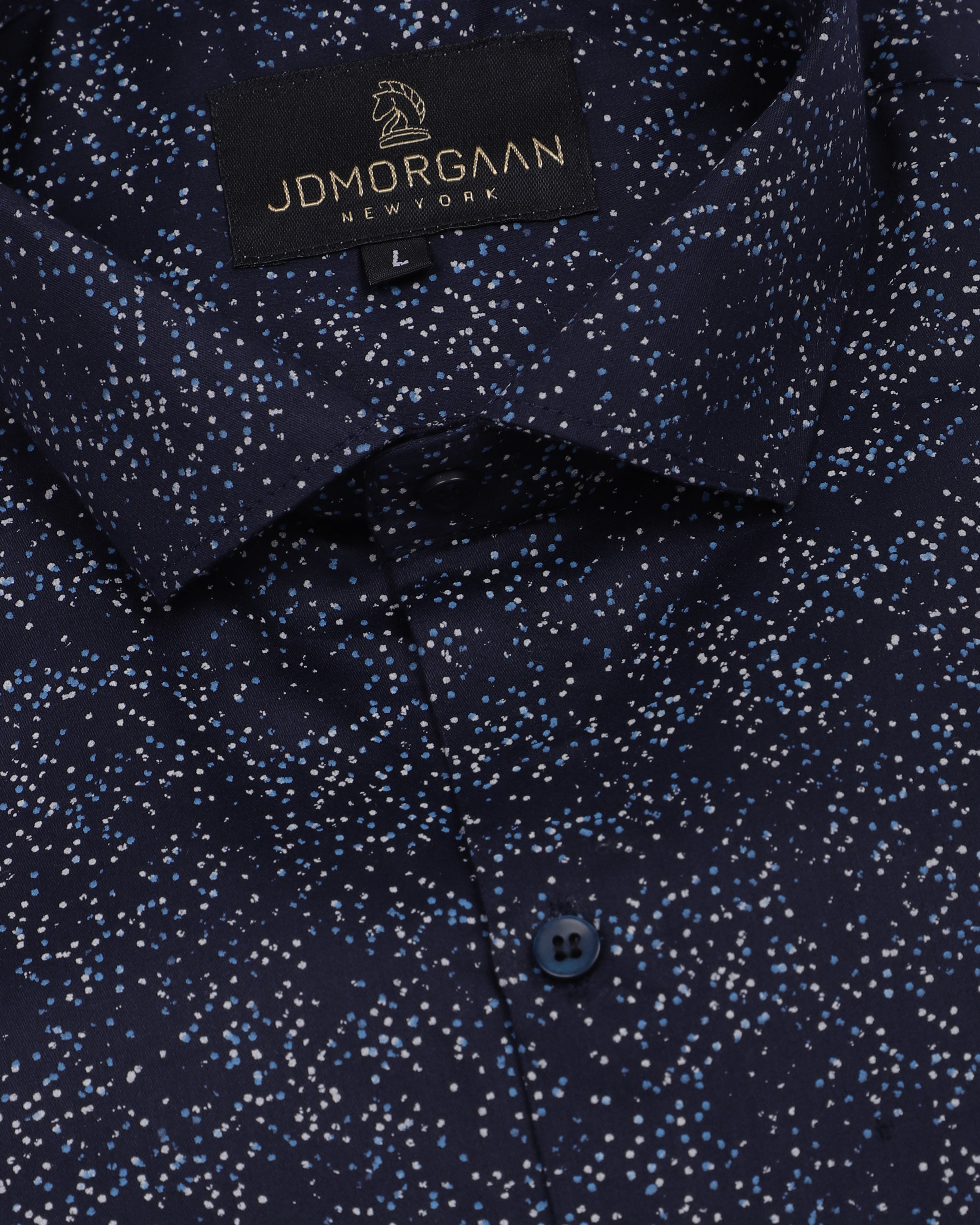 Navy Blue Giza Print Premium Cotton Shirt