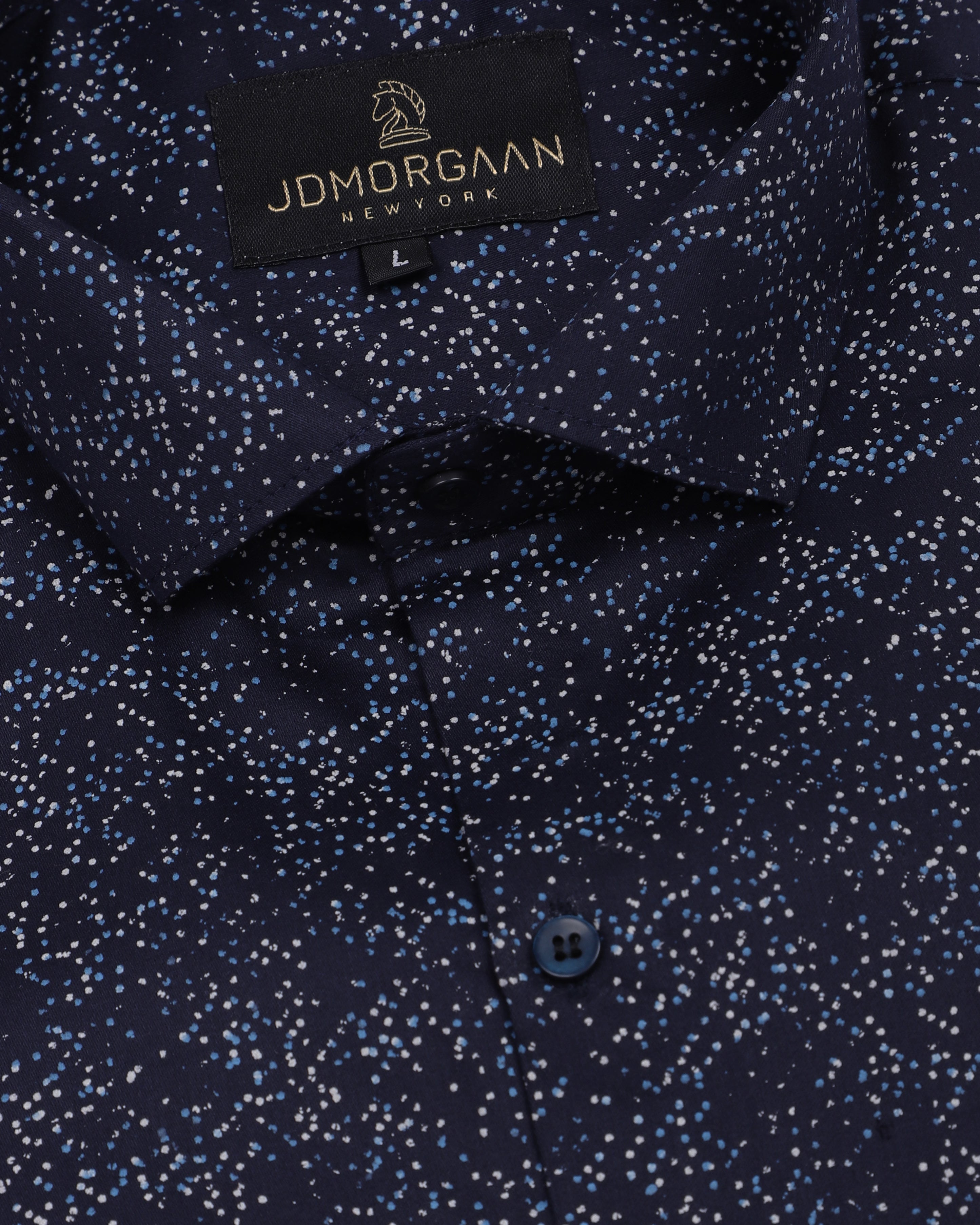 Navy Blue Giza Print Premium Cotton Shirt