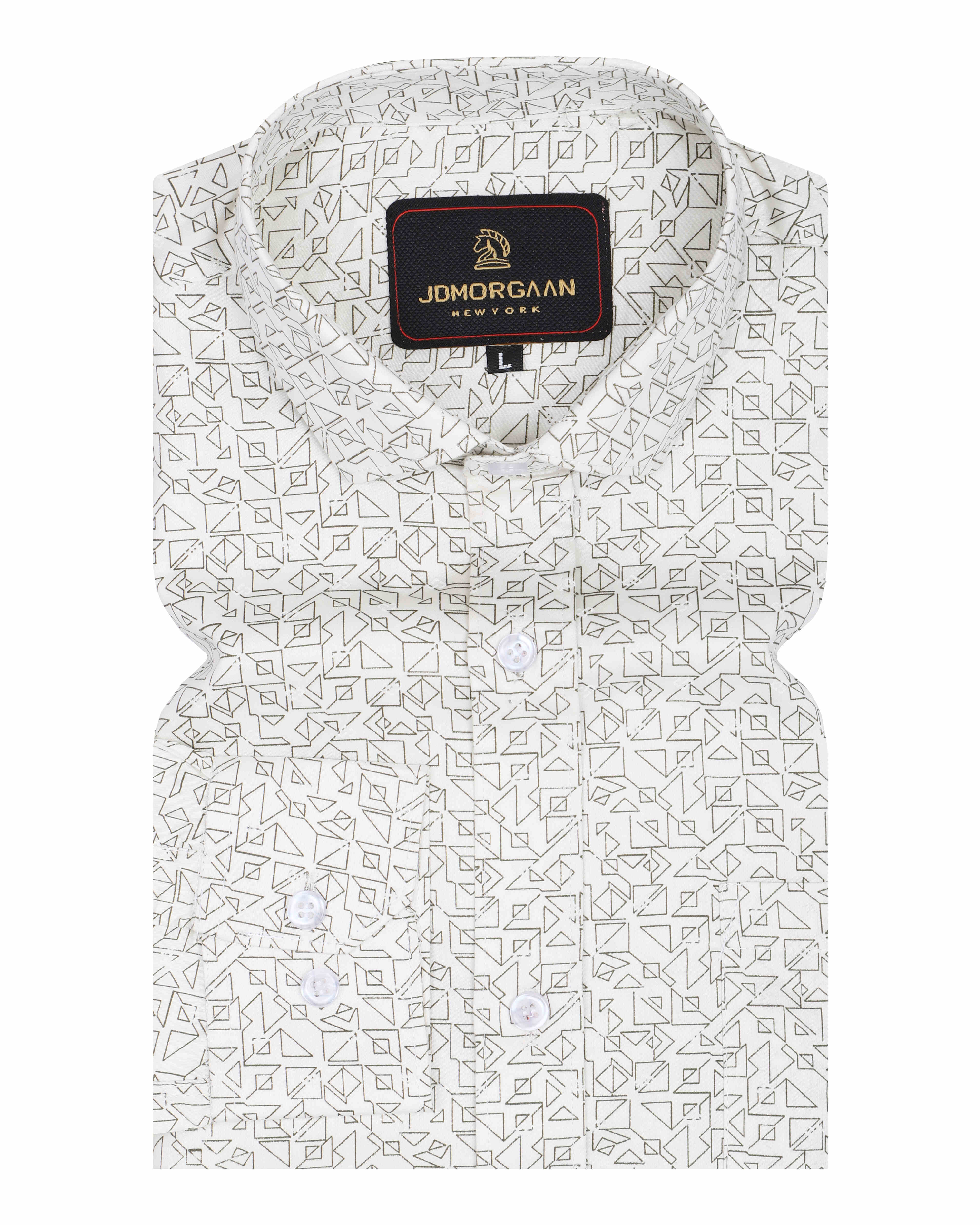 Creamish Giza Print Premium Cotton Shirt