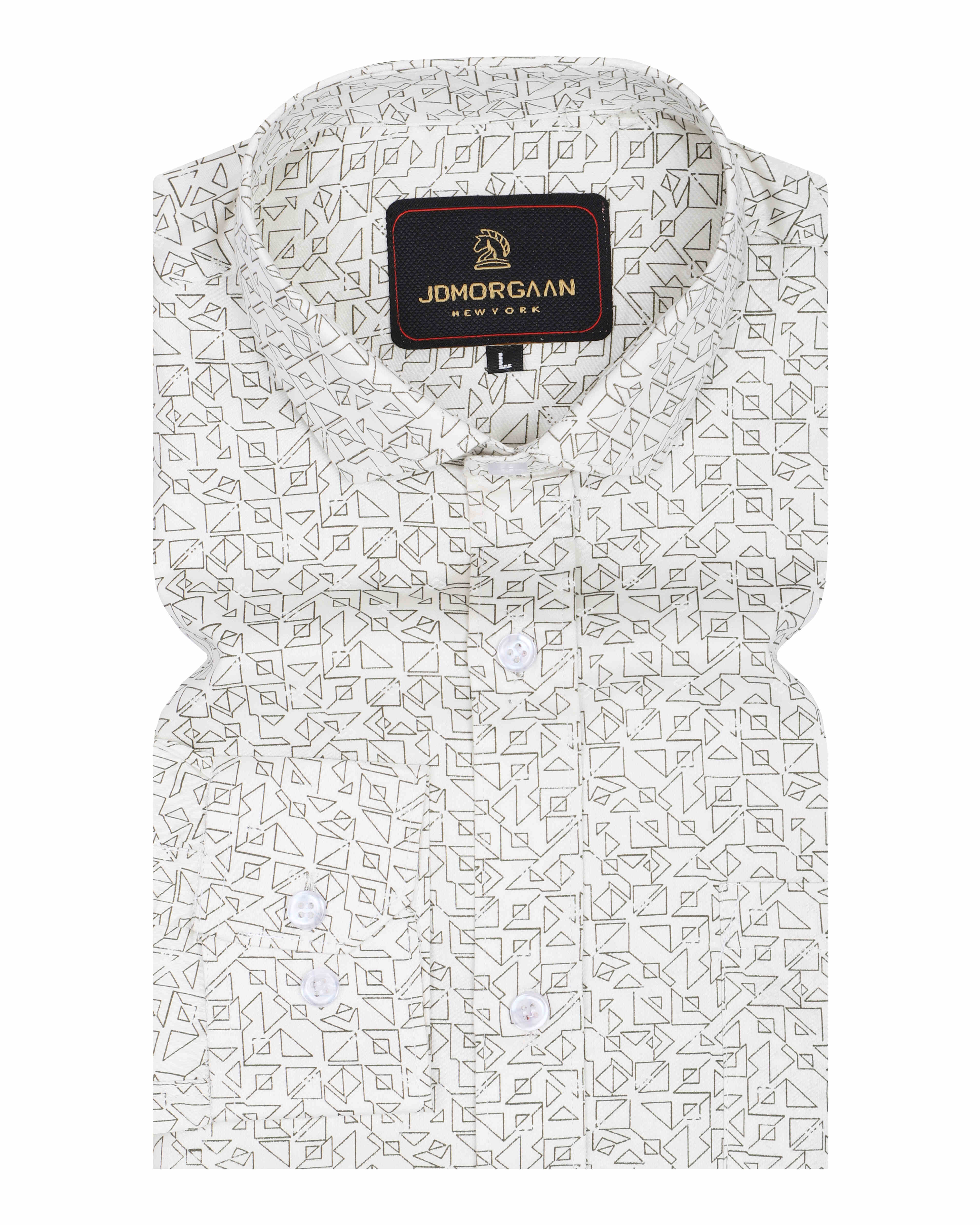 White Cream Giza Print Premium Cotton Shirt