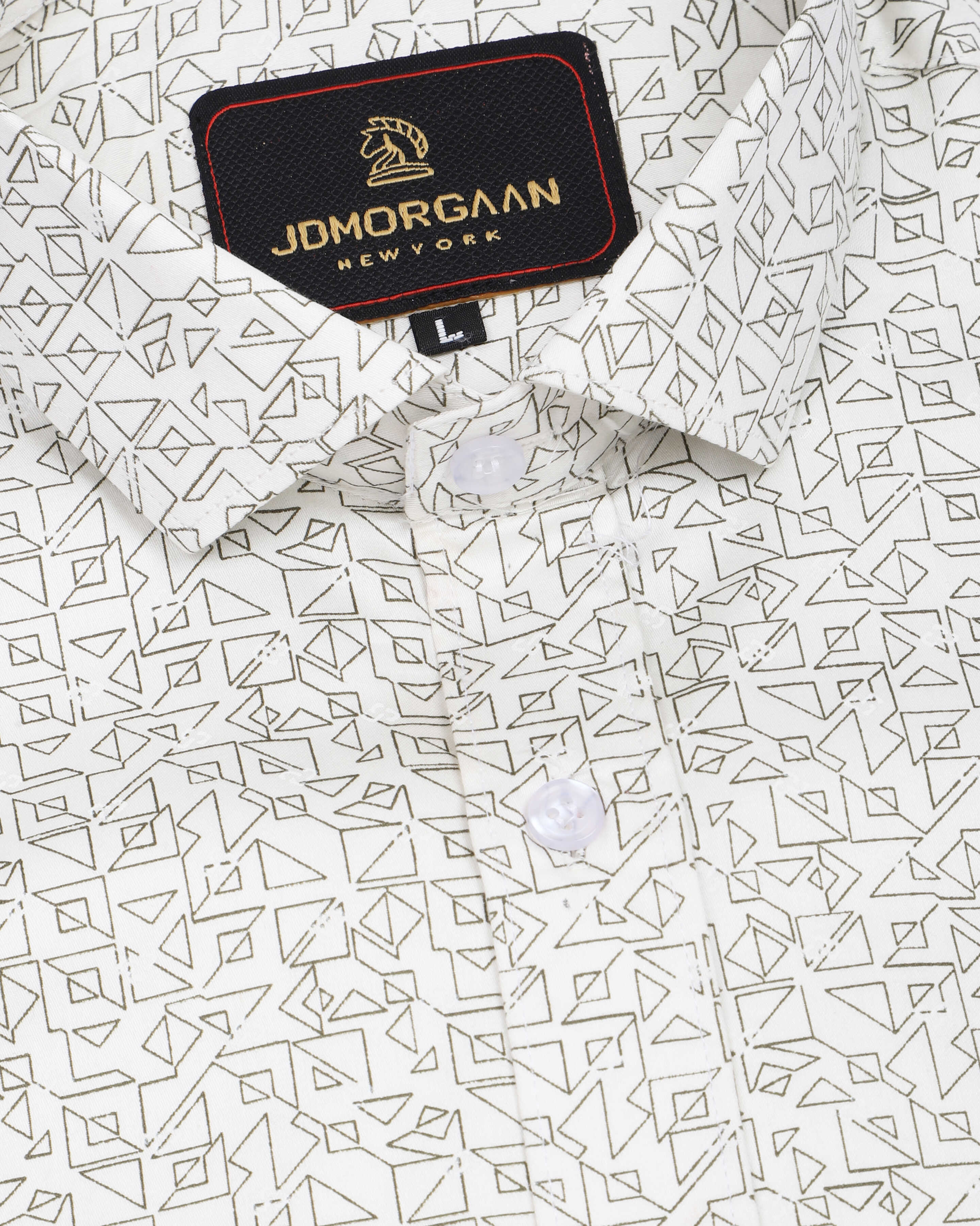 Creamish Giza Print Premium Cotton Shirt