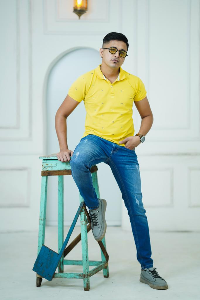 Blue Stretchable Washed Tapered jeans-007