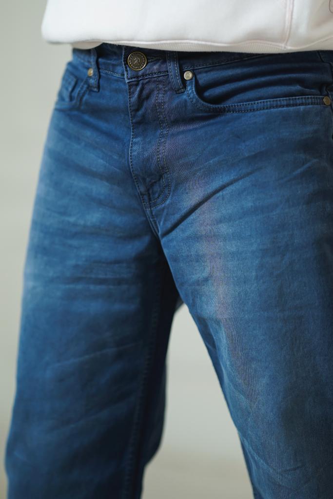 Blue Navy Stretchable Washed Tapered jeans-0011
