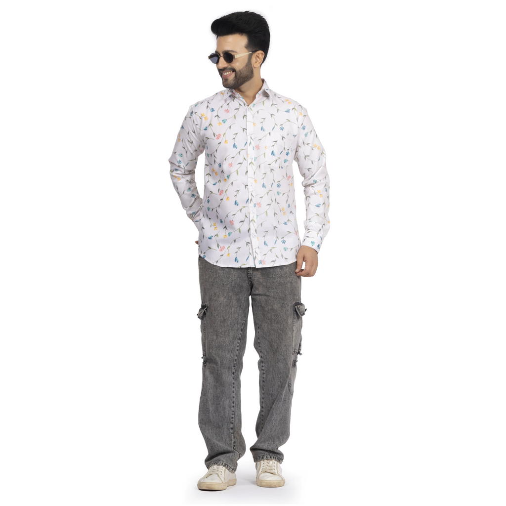 Multicolor White Floral Print