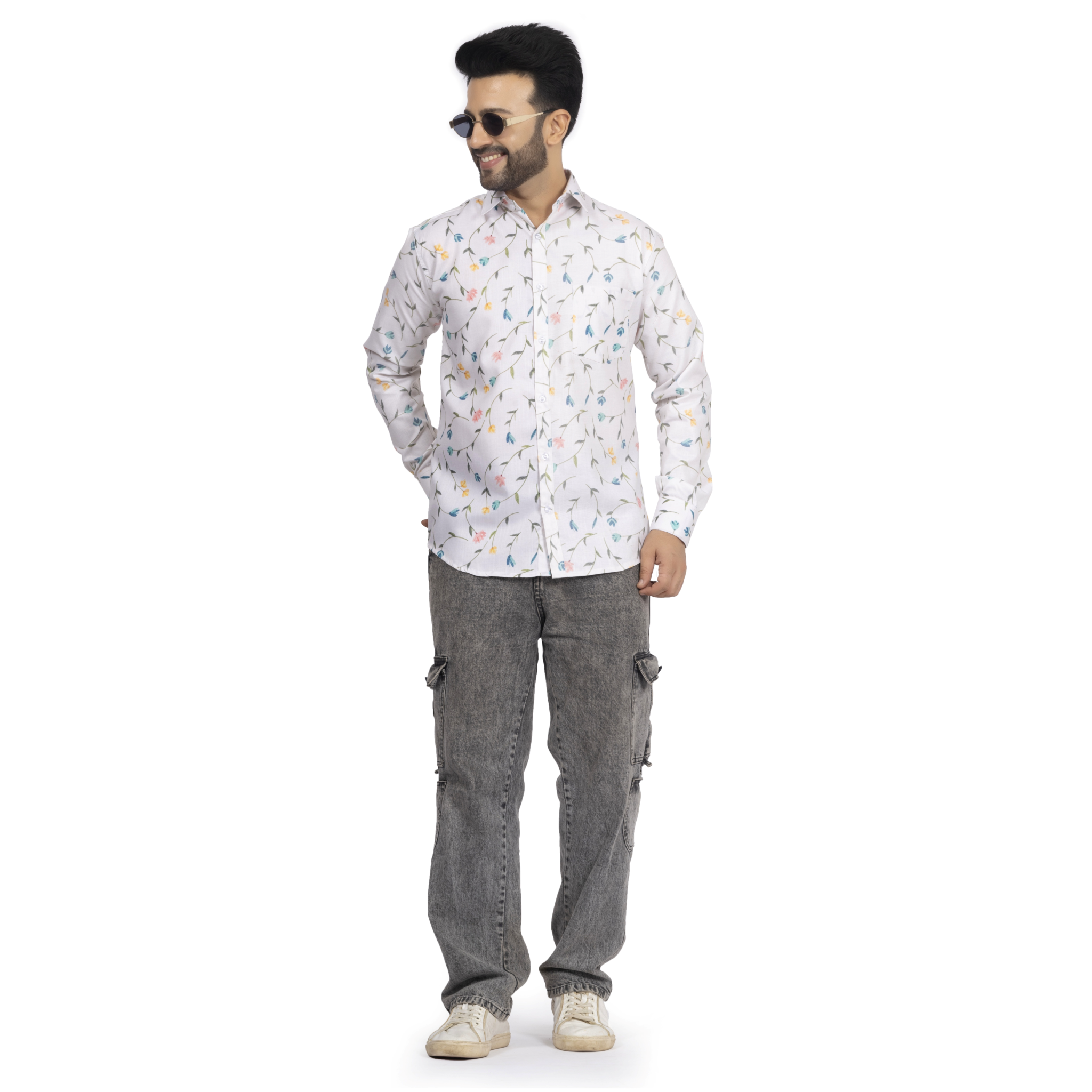 Multicolor White Floral Print