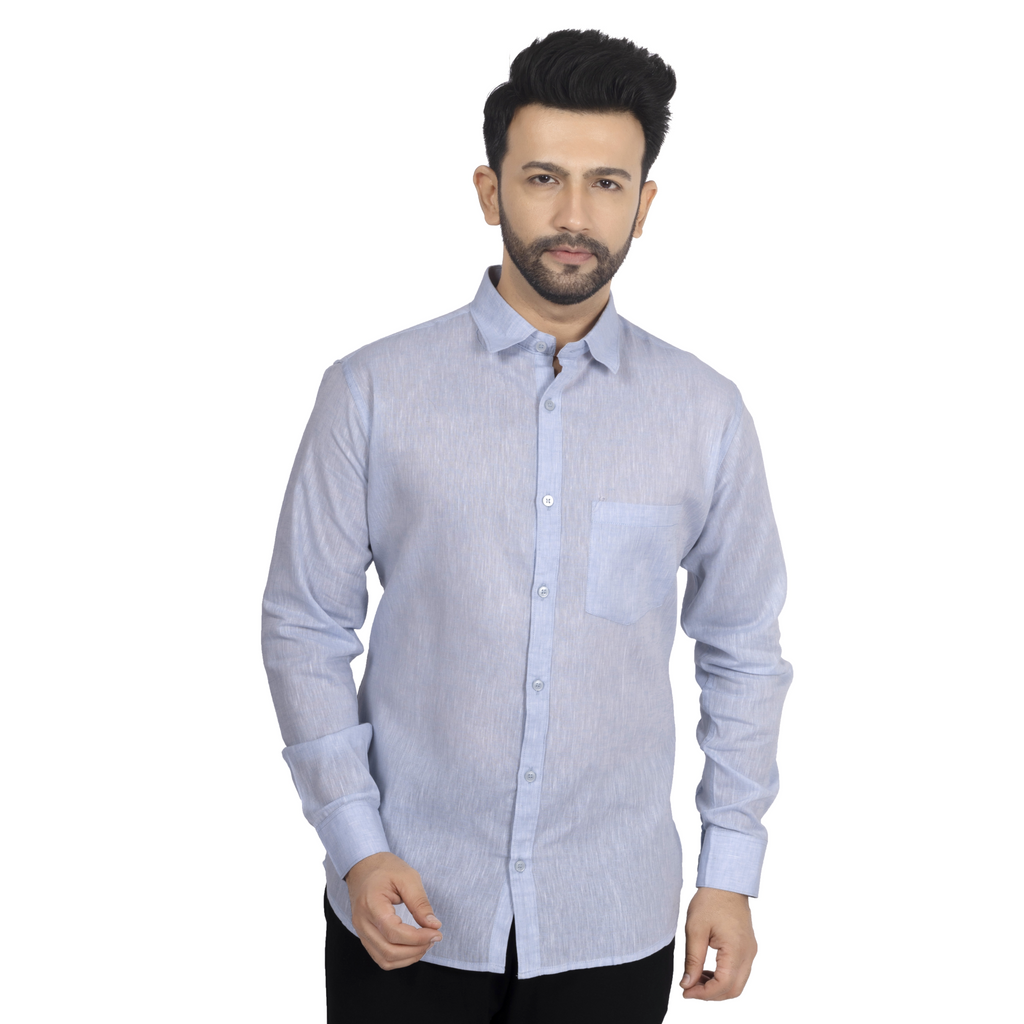Light Blue Linen Casual Shirt