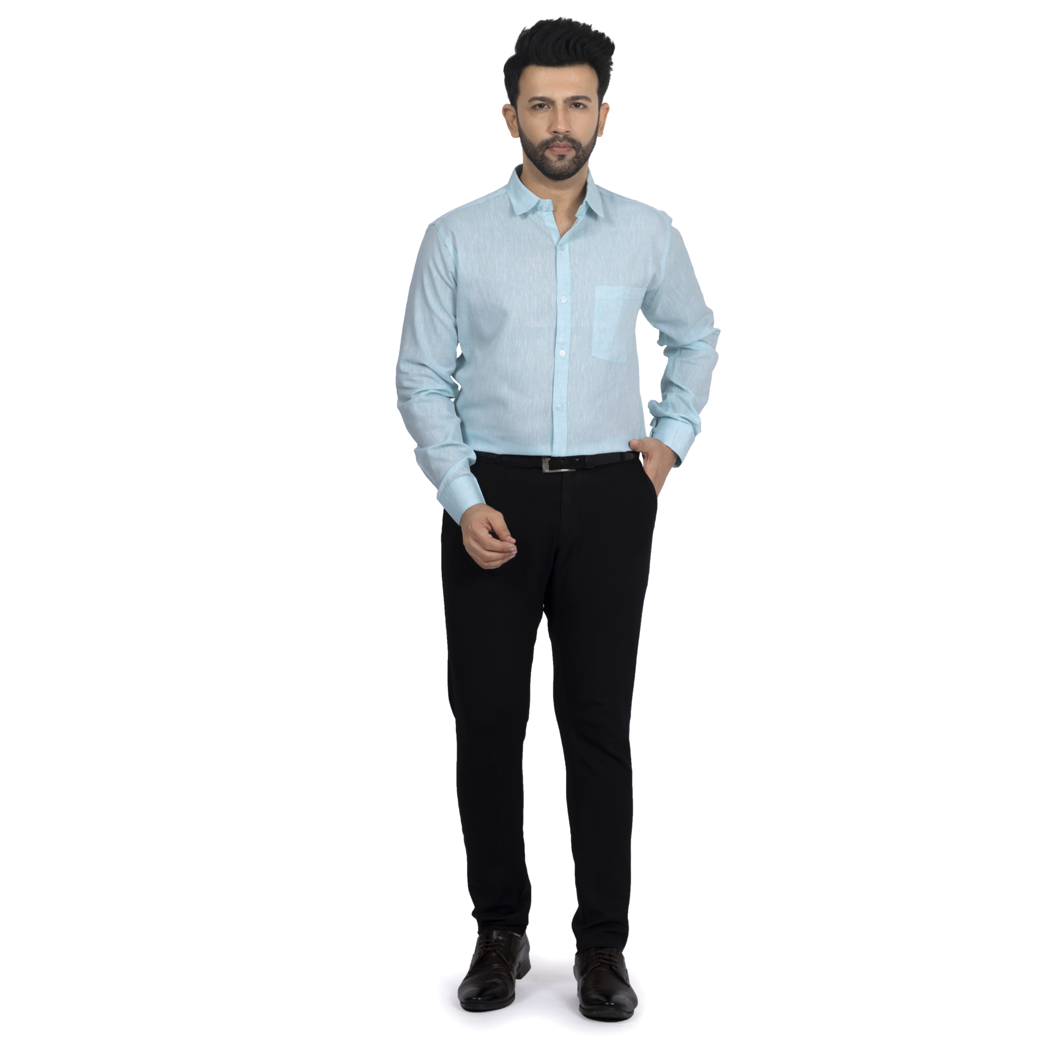 Sky Blue Linen Casual Shirt