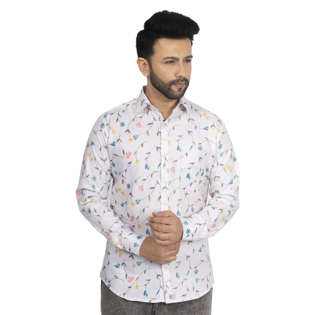 Multicolor White Floral Print