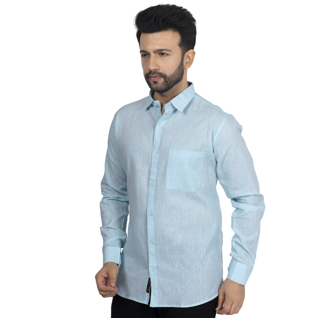 Sky Blue Linen Casual Shirt