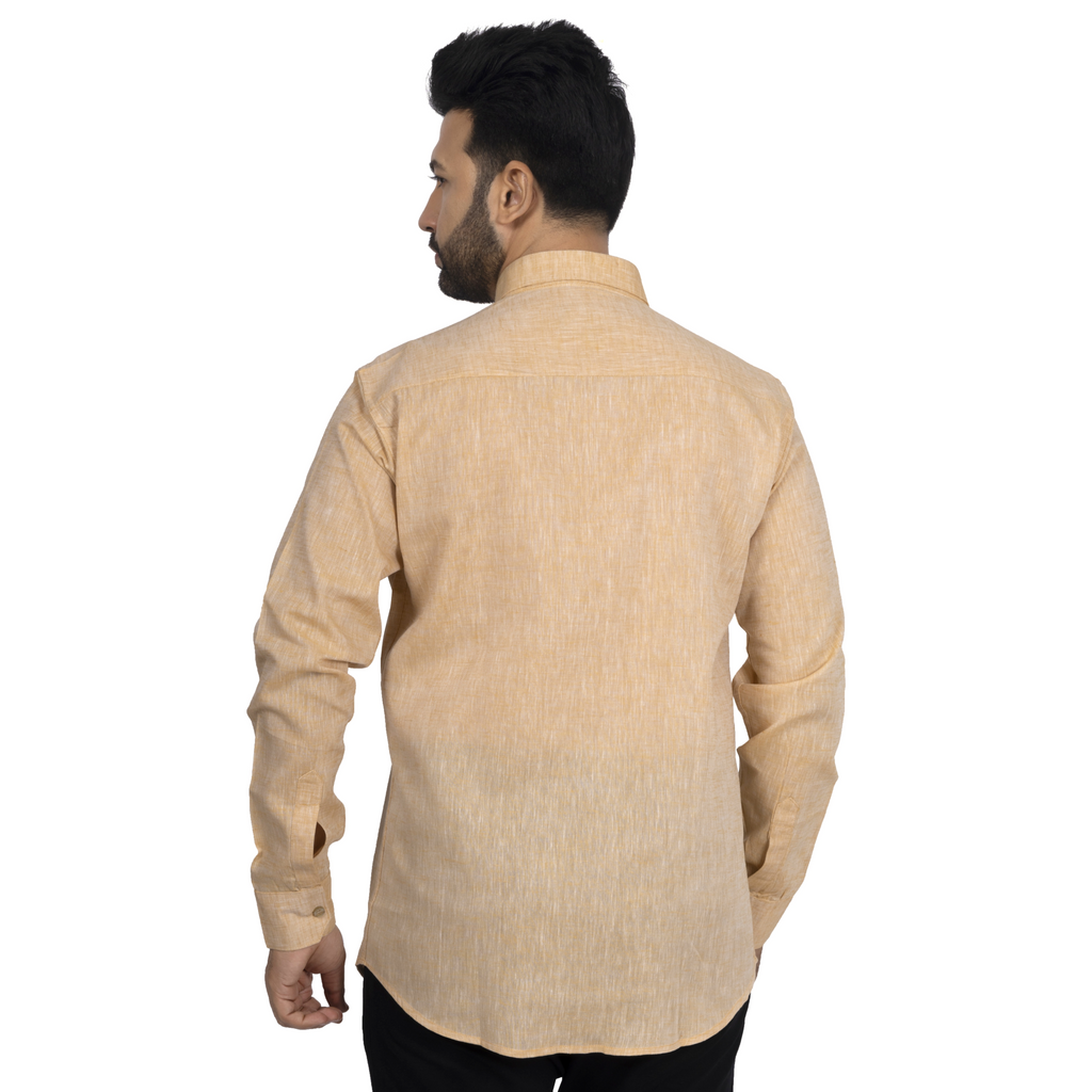 Orange Brown Linen Casual Shirt