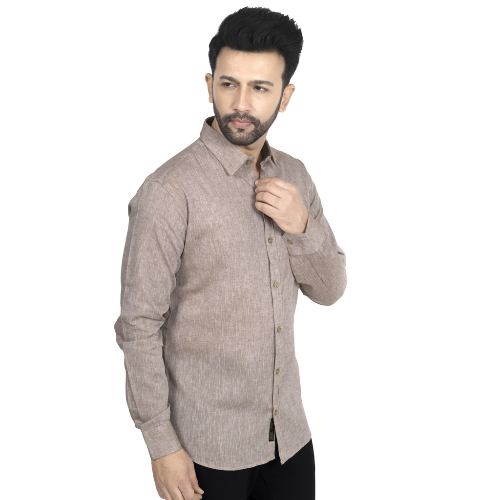 Beige Linen Casual Shirt