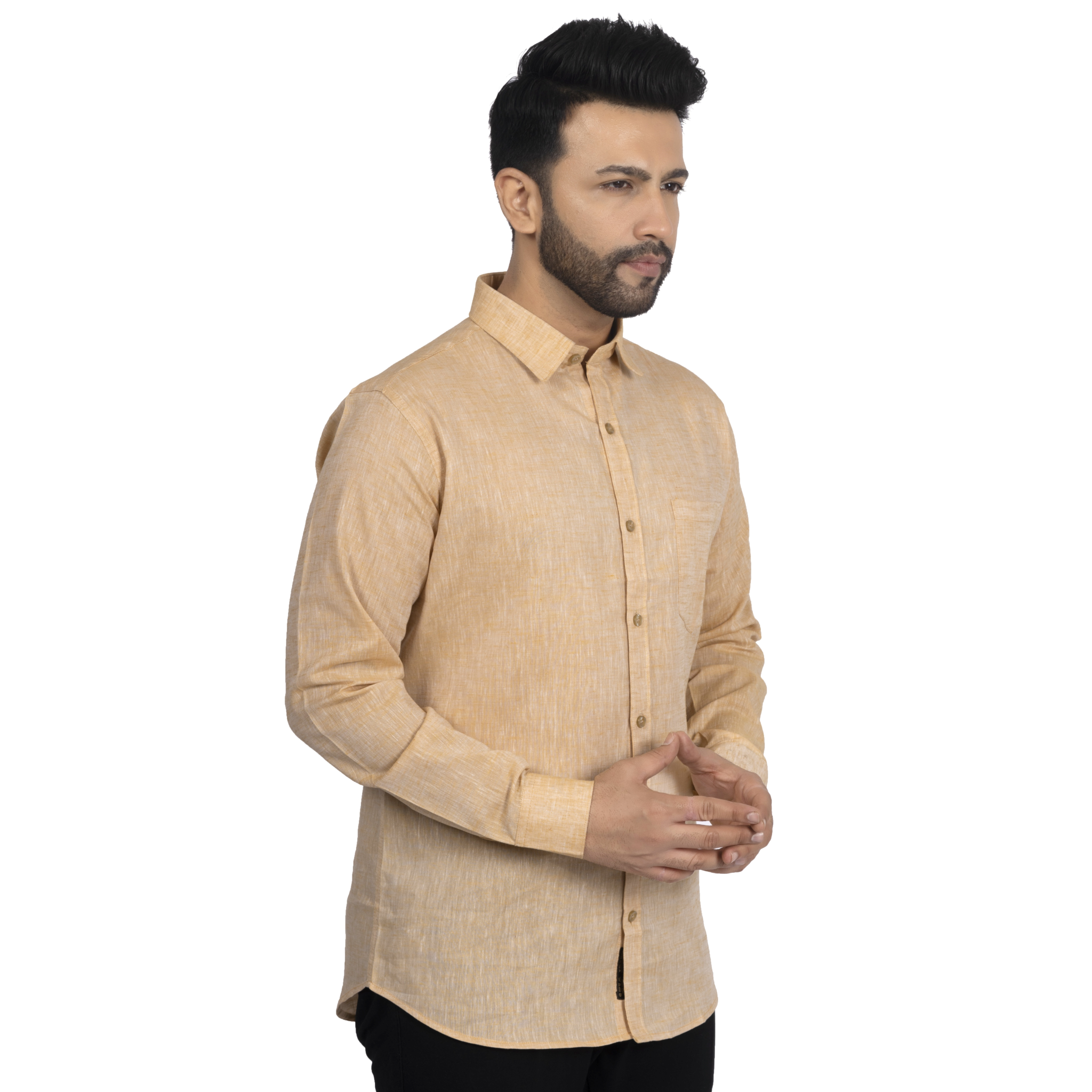 Orange Brown Linen Casual Shirt