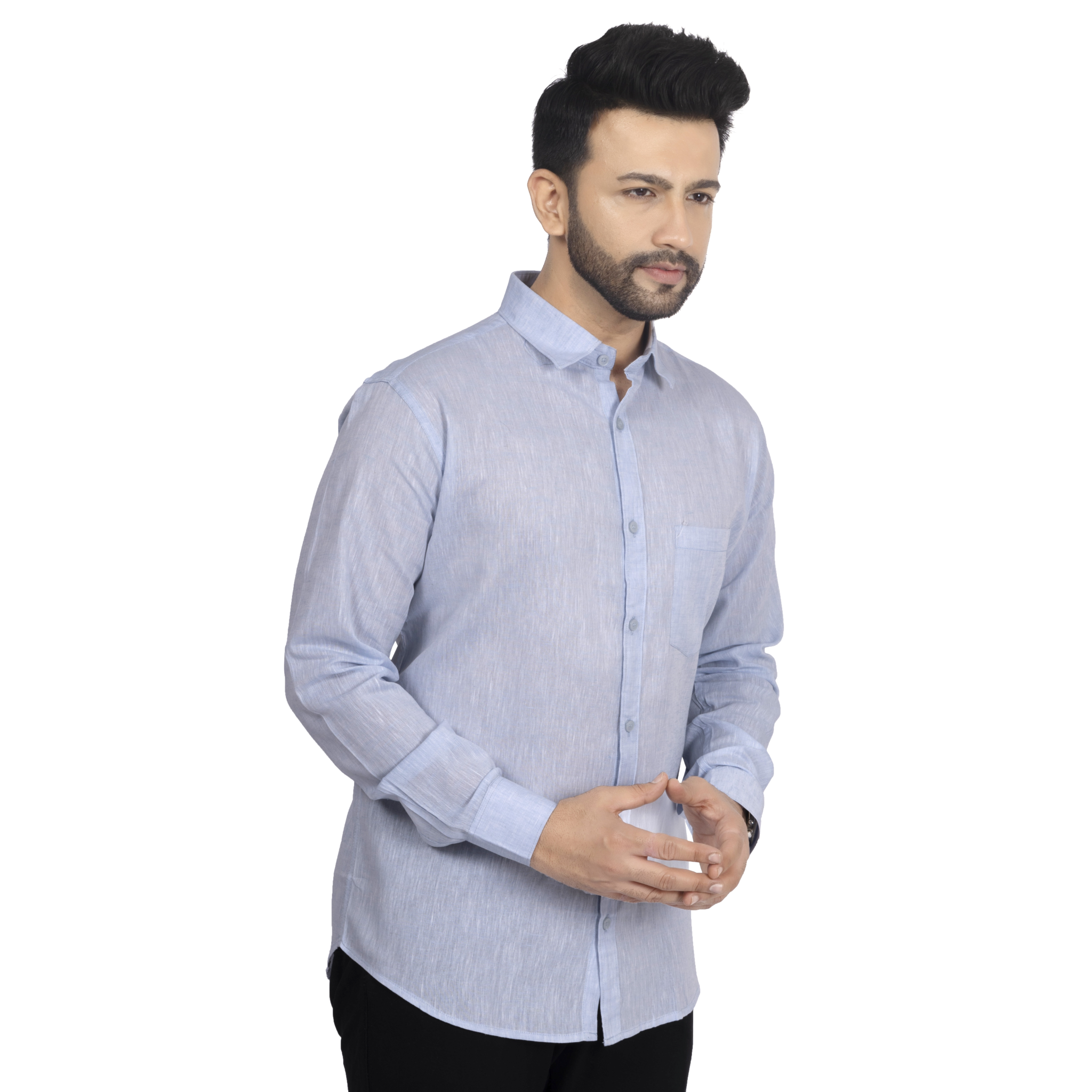 Light Blue Linen Casual Shirt