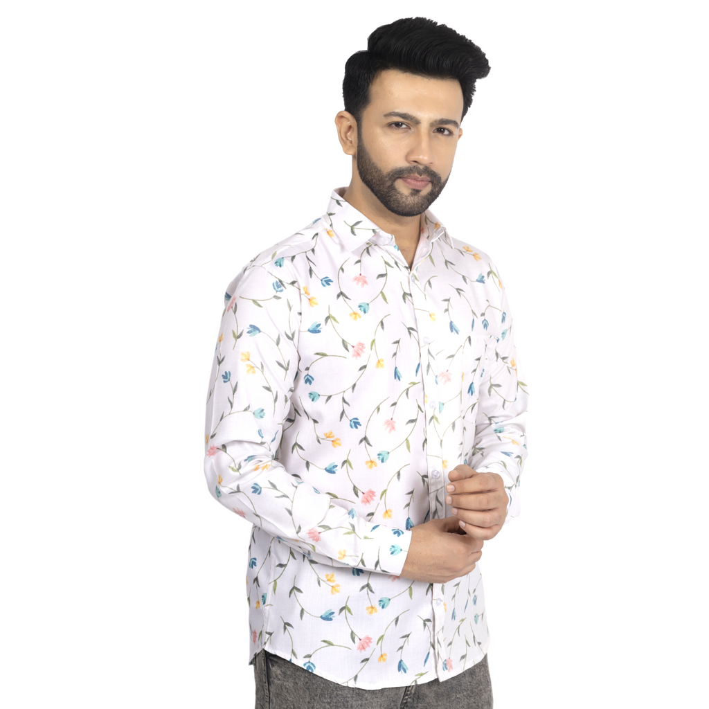 Multicolor White Floral Print