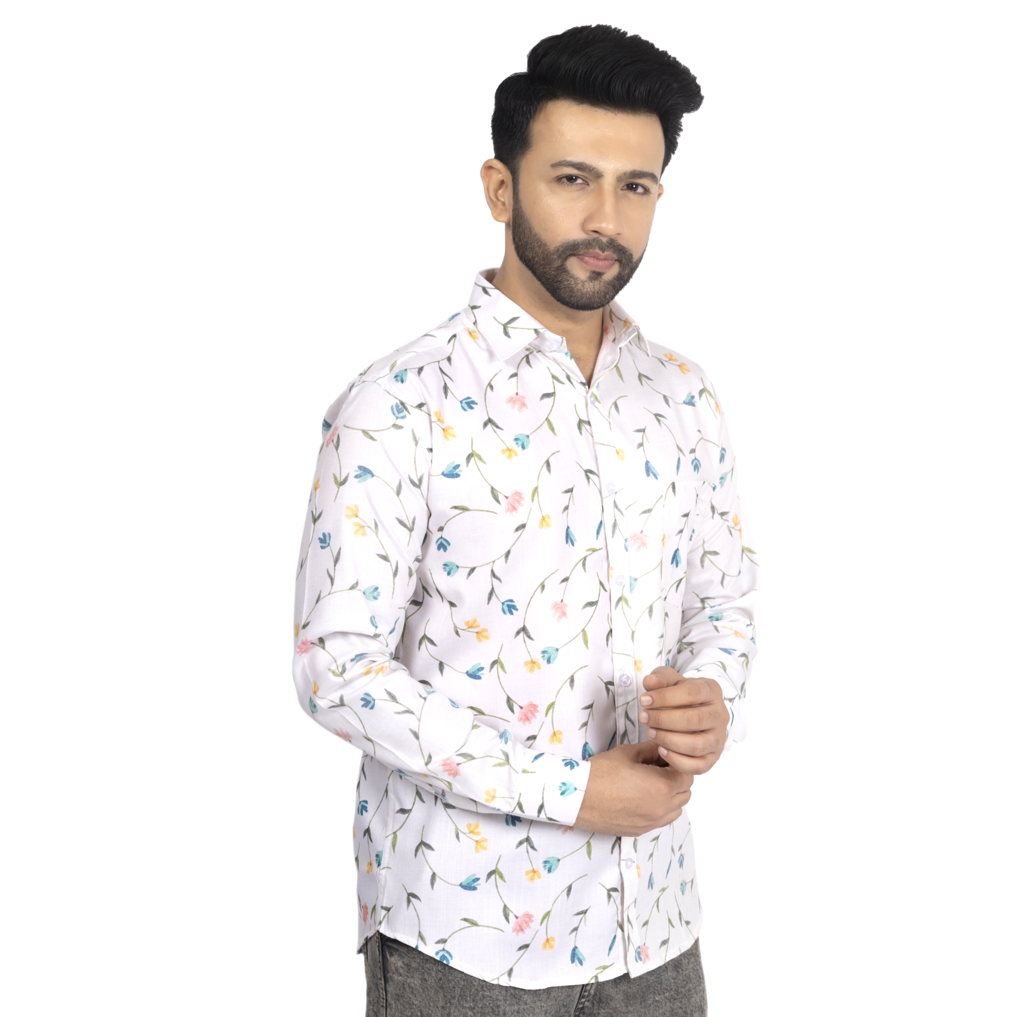 Multicolor White Floral Print