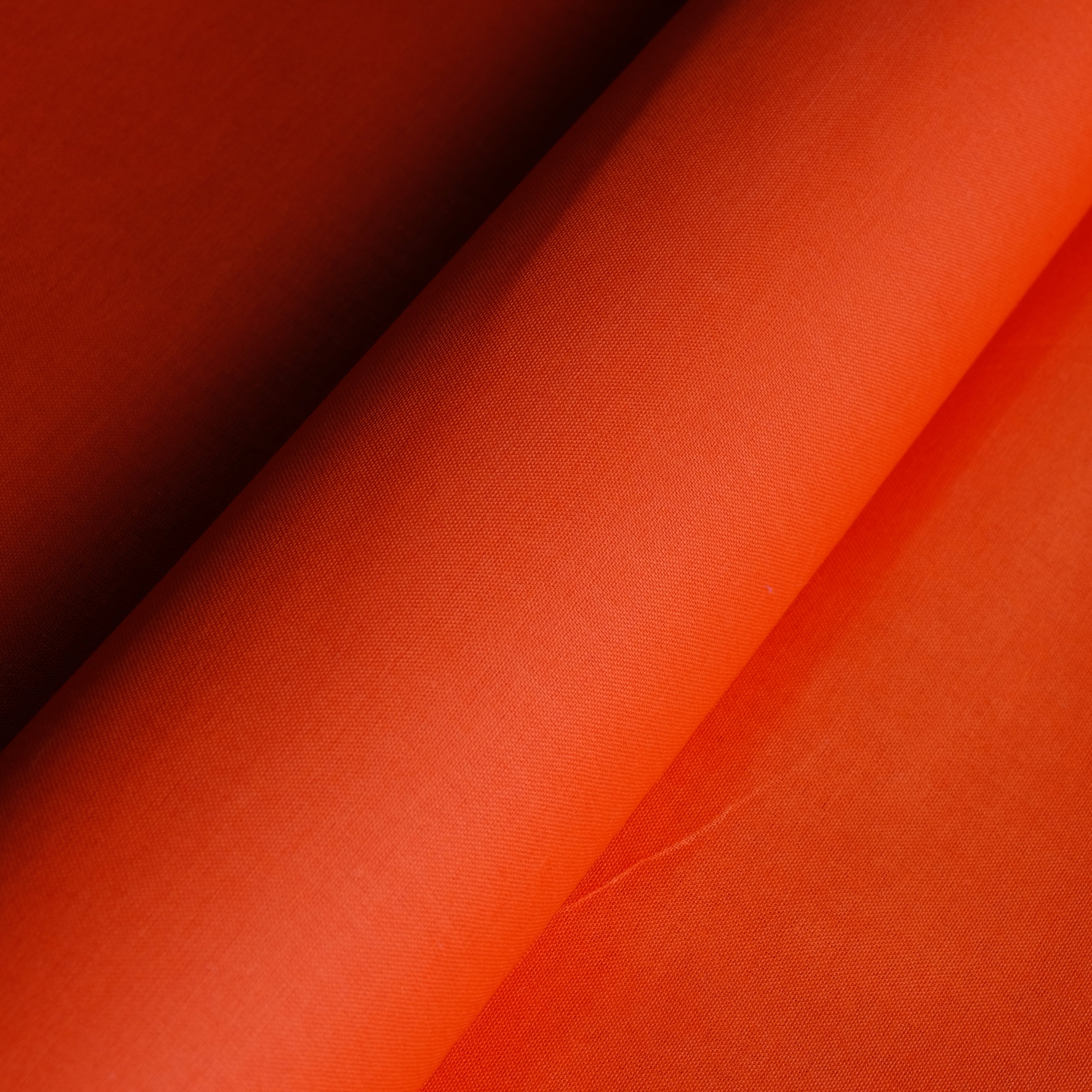 Orange Red 100% Pure Paper Cotton Plain Fabric, Minister Look.