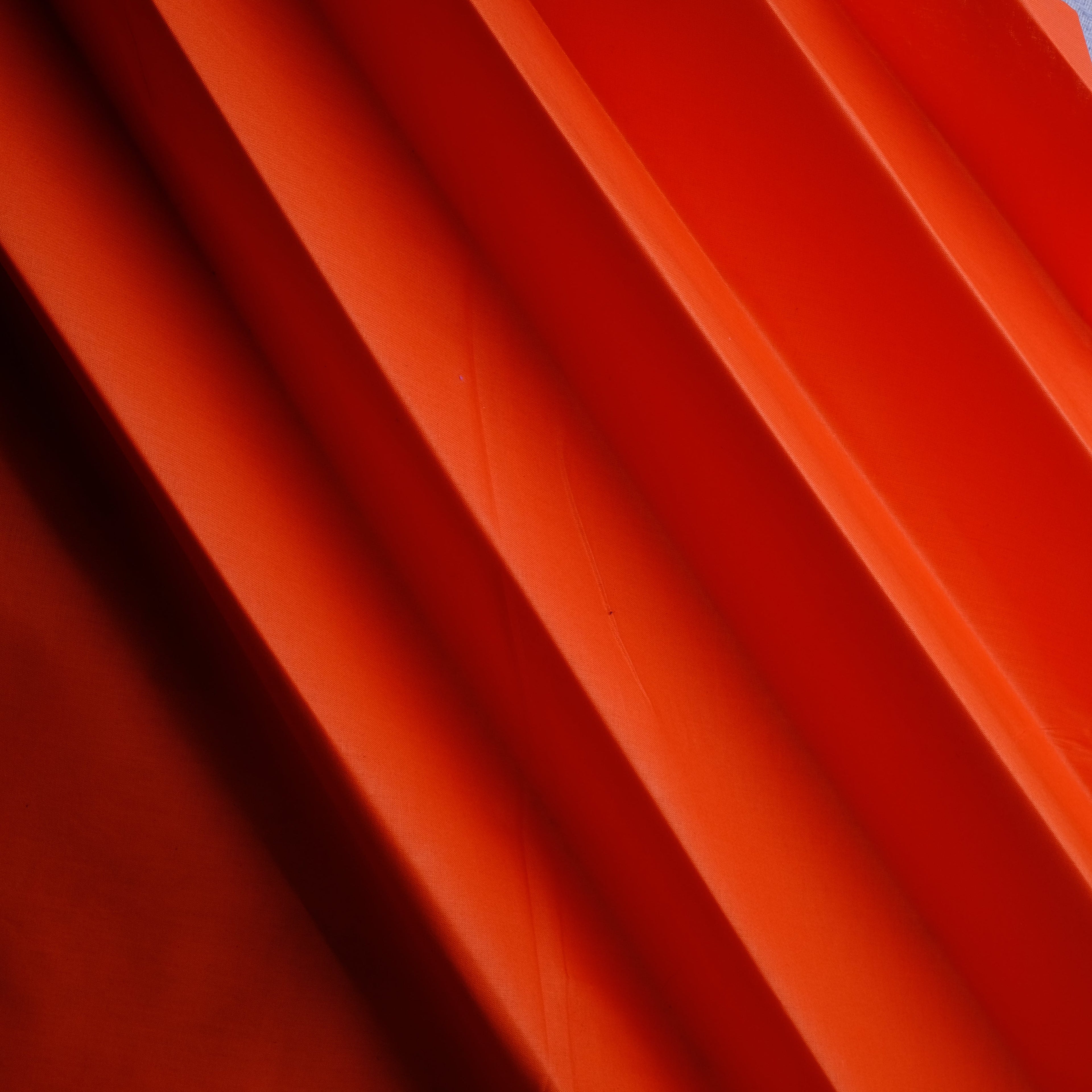 Orange Red 100% Pure Paper Cotton Plain Fabric, Minister Look.